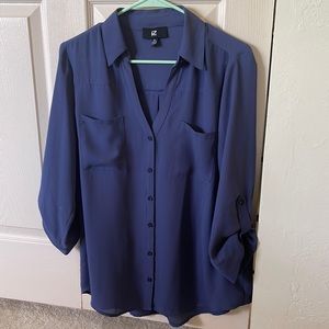 XL Blueish Purple Button Blouse